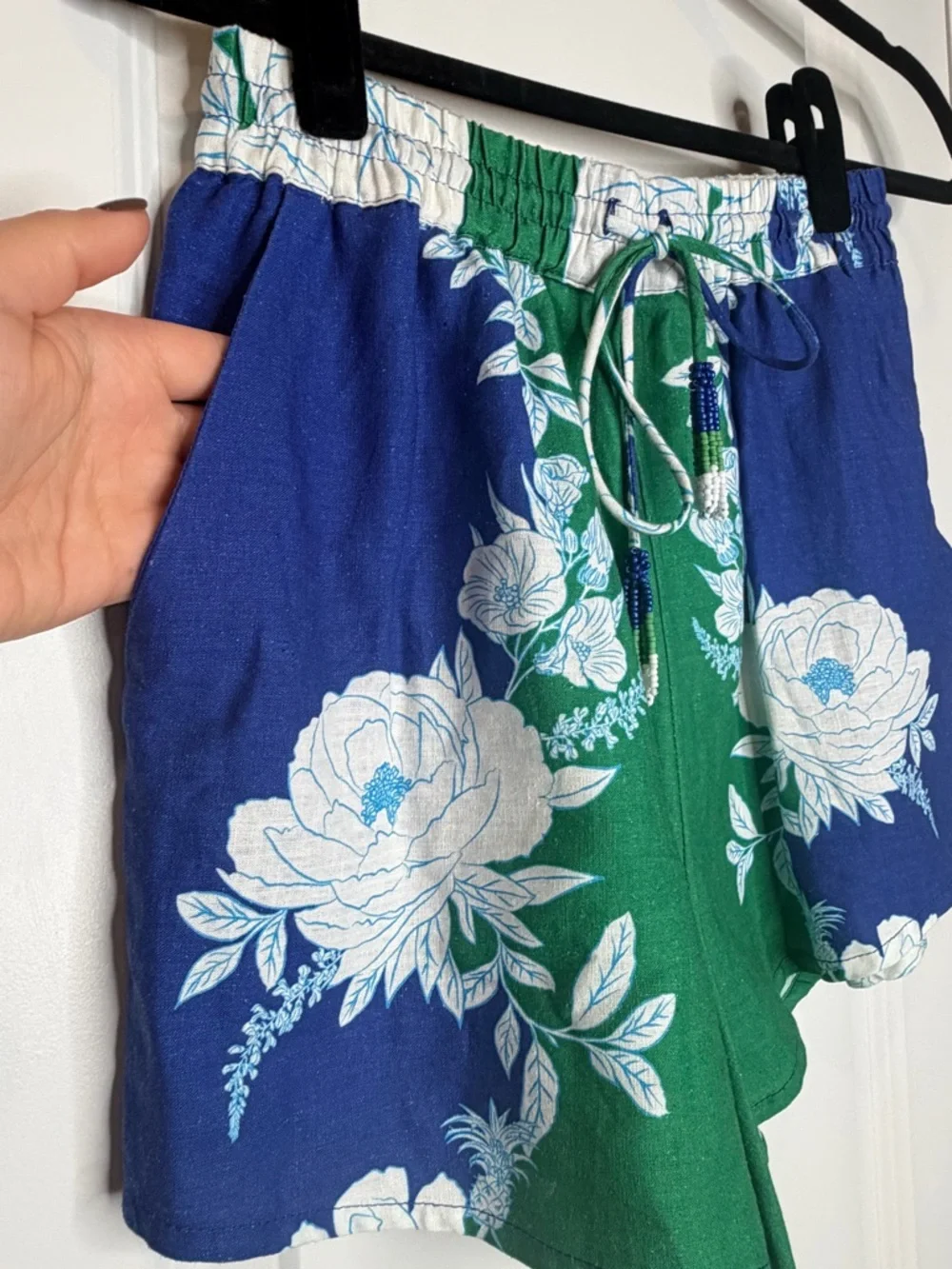 Farm Rio Green Blue Floral Button Top + Shorts Set Tropical Resort Matching - Picture 10 of 12